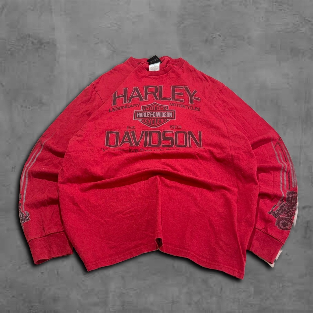 Vintage Y2K 2000s Relaxed Harley Davidson Streetwear Long Sleeve‎ Tee